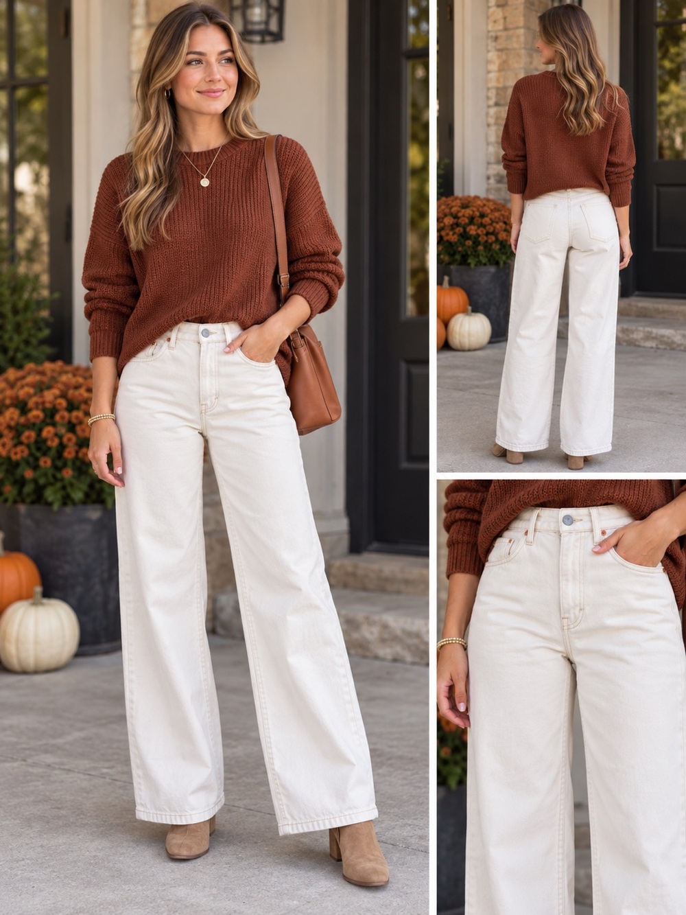 H&M wide leg jeans off white color size 4